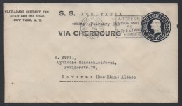 SS AQUITANIA - POSTE MARITIME / 1931 USA ENTIER POSTAL POUR SAVERNE (ref 6928) - Schiffspost