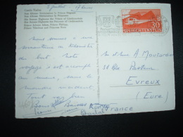 CP Pour FRANCE TP HELICOPTERE 30 OBL.MEC.5 VII 1960 VADUZ - Storia Postale
