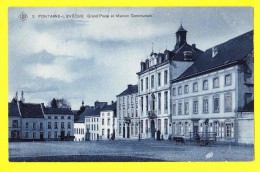 * Fontaine L'eveque (Hainaut - La Wallonie) * (SBP, Nr 2) Grand'Place Et Maison Communale, Cheval, Rare, Old, TOP CPA - Fontaine-l'Eveque