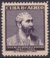 1957-194 CUBA. REPUBLICA. 1957. Ed.706. JOSE MARIA HEREDIA GIRALD. FRANCE. INDEPENDENCE WAR. MNH. - Nuovi