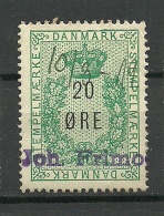 DENMARK Dänemark 20 öre Tax Steuermarke O 1919 - Fiscali