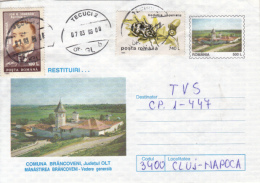 42910- BRANCOVENI- THE MONASTERY, COVER STATIONERY, 1998, ROMANIA - Abbeys & Monasteries