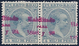 ESPAÑA/PUERTO RICO 1898 - Edifil #156 - MLH * Variedad: Sobrecarga Desplazada - Puerto Rico