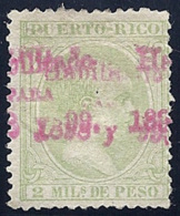 ESPAÑA/PUERTO RICO 1898 - Edifil #152 - MLH * - Variedad: Sobrecarga Doble Y Desplazada - Puerto Rico