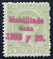 ESPAÑA/PUERTO RICO 1898 - Edifil #152 - MLH * - Variedad: Sobrecarga Doble - Puerto Rico