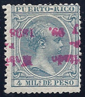 ESPAÑA/PUERTO RICO 1898 - Edifil #156 - MLH * - Variedad: Sobrecarga Invertida, Color Magenta - Puerto Rico