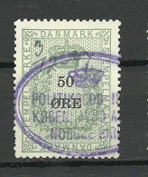 DENMARK Dänemark 50 öre Tax Steuermarke O 1919 - Revenue Stamps