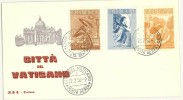 CITTà DEL VATICANO - FDC  CRAIANA - ANNO 1956 - L'ARCANGELO GABRIELE IN OPERE VARIE - POSTA AEREA - 9 VALORI - 3 BUSTE - - FDC