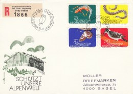 Liechtenstein - Année 1974 - Faune - YT 552/555 - Lettres & Documents