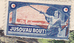 Vignette (bleue Blanc Rouge)"Jusqu'au Bout" Femme Levant Un Glaive Au Dessus Des Ruines Sur CP Bonne Année, 1917 - Vignettes Militaires