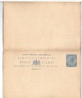 JAMAICA ENTERO POSTAL DOBLE REINA VICTORIA - Jamaica (...-1961)