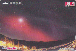 Carte Prépayée Japon - Thème Polaire - ALASKA / Aurore Boréale - Sunset Aurora Rel Card From Japan / Space 6 - Sterrenkunde