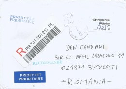 Poland 2015 Krosno Unfranked Taxe Percue Barcoded Registered Cover To Romania - Briefe U. Dokumente