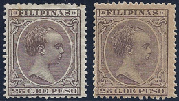 ESPAÑA/FILIPINAS 1898 - Edifil #87 - MLH * - Variedad: "5" Retocado !Raro! - Philippinen