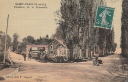 SAINT-VRAIN - Carrefour De La Grenouille  ( Carte Toilée ) - Saint Vrain