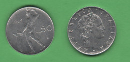 50 Lire 1965 Vulcano Italia Vf + - 50 Lire