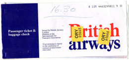 BRITICH AIRWAYS  Billet De Passage Et Bulletin De Bagages  Passenger Ticket And Baggage Check 1975 - Biglietti