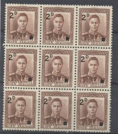 New Zealand 1941 2p King George VI Issue #243  MNH  Block Of 9 - Neufs