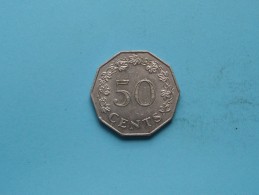 1972 - 50 Cents - KM 12 ( Uncleaned Coin / For Grade, Please See Photo ) !! - Malta