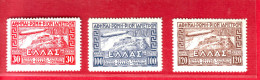 R* GREECE 3 V. SET MNH AIRSHIPS ZEPPELINS 1933 - Nuovi