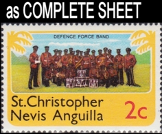 CV:€6.40 ST.CHRISTOPHER NEVIS & ANGUILLA 1978 Music Defence Force Army 2c COMPLETE SHEET:50 Stamps - St.Christopher-Nevis-Anguilla (...-1980)