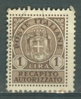 ITALIA - LUOGOTENENZA - RECAPITO 1945: Sassone 7, O - FREE SHIPPING ABOVE 10 EURO - Revenue Stamps