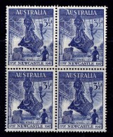 Australia 1947 Newcastle 31/2d Steel Block Of 4 MH - See Notes - Mint Stamps