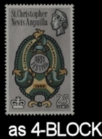 ST.CHRISTOPHER NEVIS & ANGUILLA 1966 Art Festival Emblem 25c ERROR:silv. Side 4-BLOCK   [Fehler,erreur,errore,fout] - St.Christopher-Nevis-Anguilla (...-1980)