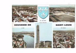 68 - Souvenir De SAINT-LOUIS - Multivues - Aéroport De BALE-MULHOUSE - Vue Aérienne Terrain Football Blason - 1968 - Saint Louis