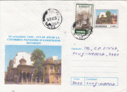 43209- BUCHAREST- STAVROPOLEOS MONASTERY, COVER STATIONERY, 1999, ROMANIA - Abbazie E Monasteri