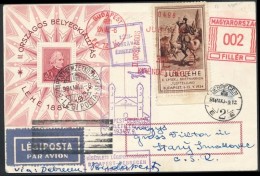 1934 LEHE Blokk Alkalmi Légi LevelezÅ‘lapon Csehszlovákiába Budapest - Debrecen... - Altri & Non Classificati