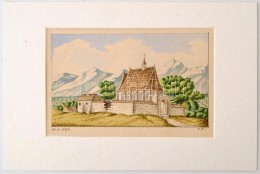 HB Jelzéssel: Alpesi Templom 1896, Akvarell, Papír, Paszpartuban, 13×20 Cm - Altri & Non Classificati