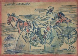 ** T4 A Halál Kocsiján / WWII Military Art Postcard, Hand-drawn, Artist Signed  (b) - Non Classificati