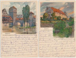 * 2 × Nürnberg Velten's Künstler-Postkarte, 1 × Ronneburg - 3 Db Régi Litho... - Non Classificati