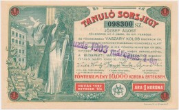 Budapest 1903. 'Tanuló Sorsjegy' 1K értékben, Felülbélyegzéssel T:I- - Non Classificati