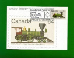 CANADA  1984 , Locomotive - Maximum Card - First Day Salon Der Philatelie Zum XIX. Weltpost-Kongress Hamburg - Maximum Cards