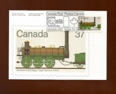 CANADA  1984 , Locomotive - Maximum Card - First Day Salon Der Philatelie Zum XIX. Weltpost-Kongress Hamburg - Cartoline Maximum