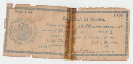 Mexico / Sinaloa 5 Pesos Dec - 13 - 1913 "Poor" Pick S1001 - Mexique