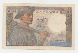 France 10 Francs1949 AXF (Short Snorter) Pick 99f  99 F - 10 F 1941-1949 ''Mineur''