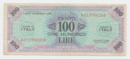 Italy 100 Lire AMC Series 1943A VF+ Pick M21b - Ocupación Aliados Segunda Guerra Mundial