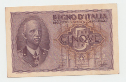 ITALY 5 LIRE 1944 AUNC PICK 28 - Italië– 5 Lire