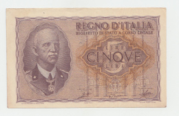 ITALY 5 LIRE 1944 XF - AUNC PICK 28 - Italië– 5 Lire