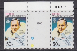 British Antarctic Territory  1980 50p Value Perf. 12 Lincoln Ellsworth "Polar Star"  Gutter "1980"  ** Mnh (30138B) - Unused Stamps