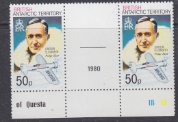 British Antarctic Territory  1980 50p Value Perf. 12 Lincoln Ellsworth "Polar Star"  Gutter "1980"  ** Mnh (30138C) - Unused Stamps