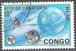 Congo 1965 Michel 230 O Cote (2002) 0.15 € 100 Ans U.I.T. Satellites Cachet Rond - Oblitérés