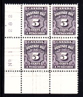 Canada Used Scott #J18 5c Postage Due Lower Left Plate #1 - Postage Due