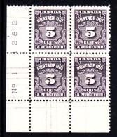 Canada Used Scott #J18 5c Postage Due Lower Left Plate #1 - Port Dû (Taxe)