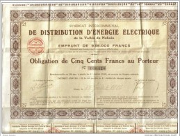 Vallée Du Nohain Donzy Distribution Energie Obligation Cinq Cents Francs - Elektriciteit En Gas