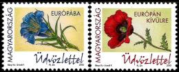 Hungary - 2016 - Greetings - Flowers - Stemless Gentian And Poppy - Mint Definitive Stamp Set - Nuevos