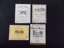 Lot 4 Etiquettes De Vin Chateau Musseau 1994 St Jean De La Vallée 1997 Chateau Moulis 1994 Fontagnac 1997 - Colecciones & Series